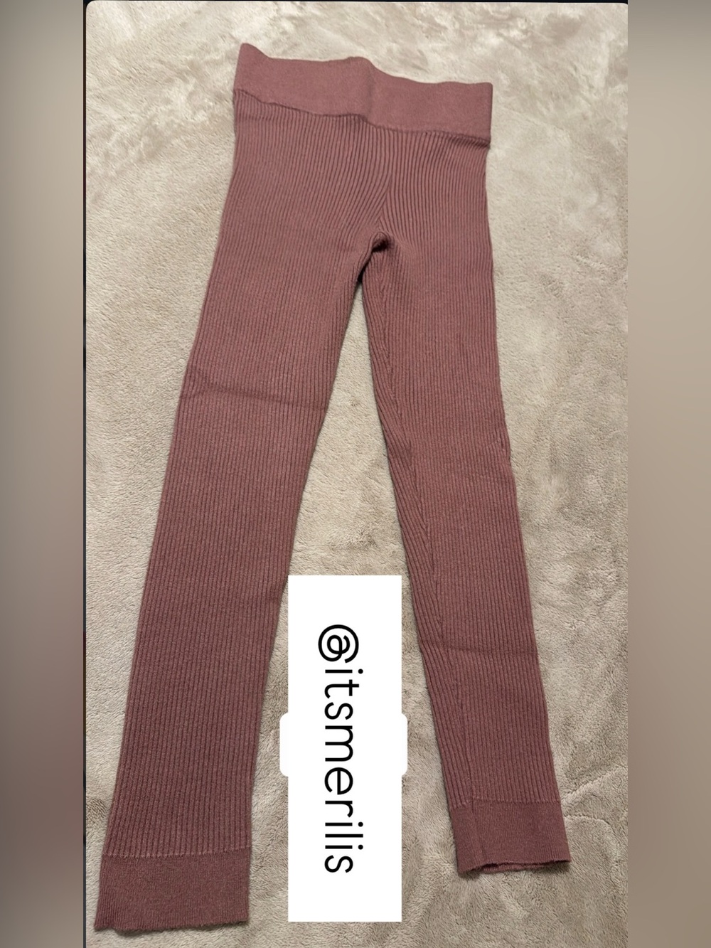 Ribbed High-Waist Leggings in Mauve